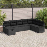 Garden Sofa Set with Cushion Manual 8 pcs Black Poly Rattan