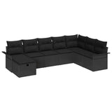 Garden Sofa Set 8 pcs Black 297.5 x 187.5 x 85 cm Poly rattan - Front View