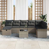 Garden Sofa Set with Cushion Manual 9 pcs Grey Poly Rattan