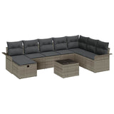 Garden Sofa Set 9 pcs Grey 297.5 x 187.5 x 85 cm Poly rattan - Front View