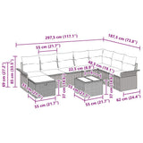 Garden Sofa Set with Cushion Manual 9 pcs Grey Poly Rattan