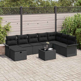 Garden Sofa Set 9 pcs Black 297.5 x 187.5 x 85 cm Poly rattan