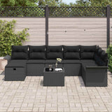 Garden Sofa Set 9 pcs Black 297.5 x 187.5 x 85 cm Poly rattan - Side View