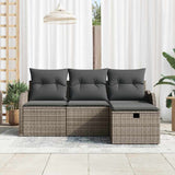 Garden Sofa Set with Cushion Manual 4 pcs Grey Poly Rattan