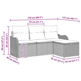 Garden Sofa Set with Cushion Manual 4 pcs Grey Poly Rattan