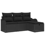 Garden Sofa Set 4 pcs Black Poly Rattan