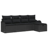 Garden Sofa Set with Cushion Manual 5 pcs Black Poly rattan
