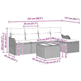 Garden Sofa Set 6 pcs Grey 231 x 117 x 85 cm Poly rattan - Extra Image