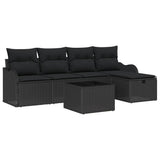 Garden Sofa Set 6 pcs Black 231 x 117 x 85 cm Poly rattan - Front View