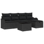 Garden Sofa Set 6 pcs 4-Seater Black Poly Rattan