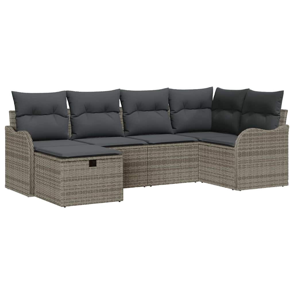 Garden Sofa Set with Cushion Manual 6 pcs Grey Poly rattan