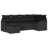 Garden Sofa Set with Cushion Manual 6 pcs Black Poly rattan