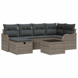 Garden Sofa Set with Cushion Manual 7 pcs Grey Poly rattan