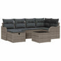 Garden Sofa Set 7 pcs 6-Seater Grey Poly Rattan
