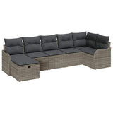 Sofa Set with Cushion with Storage 7 pcs Grey Poly Rattan