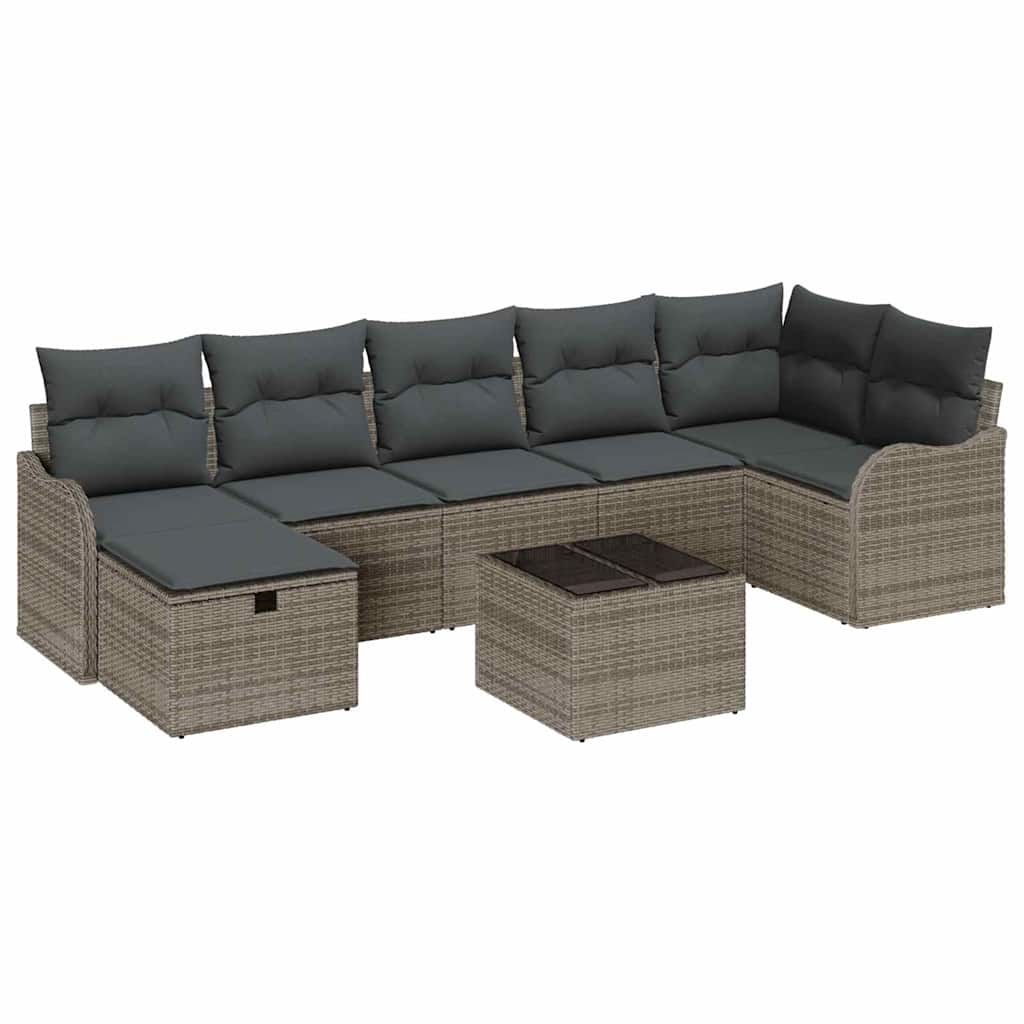 Sofa Set with Cushion with Storage Manual Grey Poly Rattan