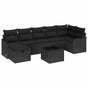 Sofa Set 8 pcs 7-Seater Black Poly Rattan