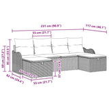 Garden Sofa Set 6 pcs Black 231 x 117 x 85 cm Poly rattan - Extra Image