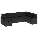 Sofa Set with Cushion with Storage Manual Black Poly Rattan