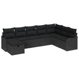 Garden Sofa Set 8 pcs Black 287.5 x 177.5 x 85 cm Poly rattan - Front View