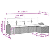 Sofa Set with Cushion with Storage Manual Black Poly Rattan - 45-Degree Angle