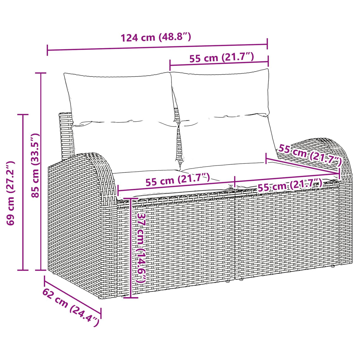 Sofa Set with Cushion with Storage Manual Black Poly Rattan