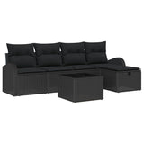 Garden Sofa Set 6 pcs Black 234 x 117 x 85 cm Poly rattan - Front View