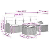 Garden Sofa Set 6 pcs Black 234 x 117 x 85 cm Poly rattan - Extra Image