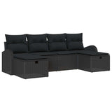 Garden Sofa Set 6 pcs Black 234 x 117 x 85 cm Poly rattan - Front View