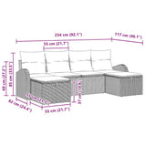 Garden Sofa Set 6 pcs Black 234 x 117 x 85 cm Poly rattan - Extra Image