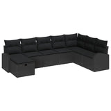 Sofa Set with Cushion with Storage Manual Black Poly Rattan