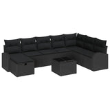 Garden Sofa Set 9 pcs Black 289 x 179 x 85 cm Poly rattan - Front View