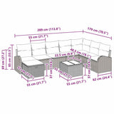 Garden Sofa Set 9 pcs Black 289 x 179 x 85 cm Poly rattan - Extra Image