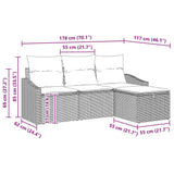 Sofa Set with Cushion with Storage 4 pcs Black Poly Rattan - Extra Image