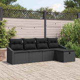 Sofa Set 5 pcs Black Poly Rattan