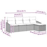 Sofa Set 5 pcs Black Poly Rattan