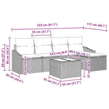 Garden Sofa Set with Cushion 6 pcs Grey Poly rattan - Extra Image