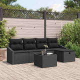 Sofa Set with Cushion with Storage 6 pcs Black Poly Rattan