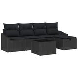 Sofa Set with Cushion with Storage 6 pcs Black Poly Rattan - Front View
