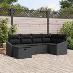 Sofa Set 6 pcs Black Poly Rattan