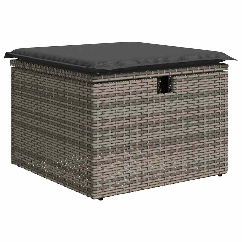 Garden Sofa Set 7 pcs Grey Poly Rattan and Powder-Coated Steel