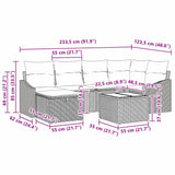 Garden Sofa Set 7 pcs Grey Poly Rattan and Powder-Coated Steel - Extra Image