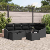 Sofa Set with Cushion with Storage Black Poly Rattan