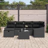 Sofa Set with Cushion with Storage Black Poly Rattan