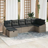 Sofa Set with Cushion with Storage 7 pcs Grey Poly Rattan