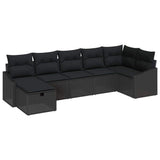 Sofa Set with Cushion with Storage Black Poly Rattan