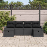 Garden Sofa Set with Cushion with Storage 6 pcs Poly Rattan