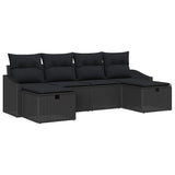 Garden Sofa Set with Cushion with Storage 6 pcs Poly Rattan