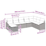 Garden Sofa Set with Cushion 8 pcs Grey Poly rattan - Extra Image