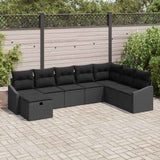 Garden Sofa Set with Cushion with Storage 8 pcs Poly Rattan